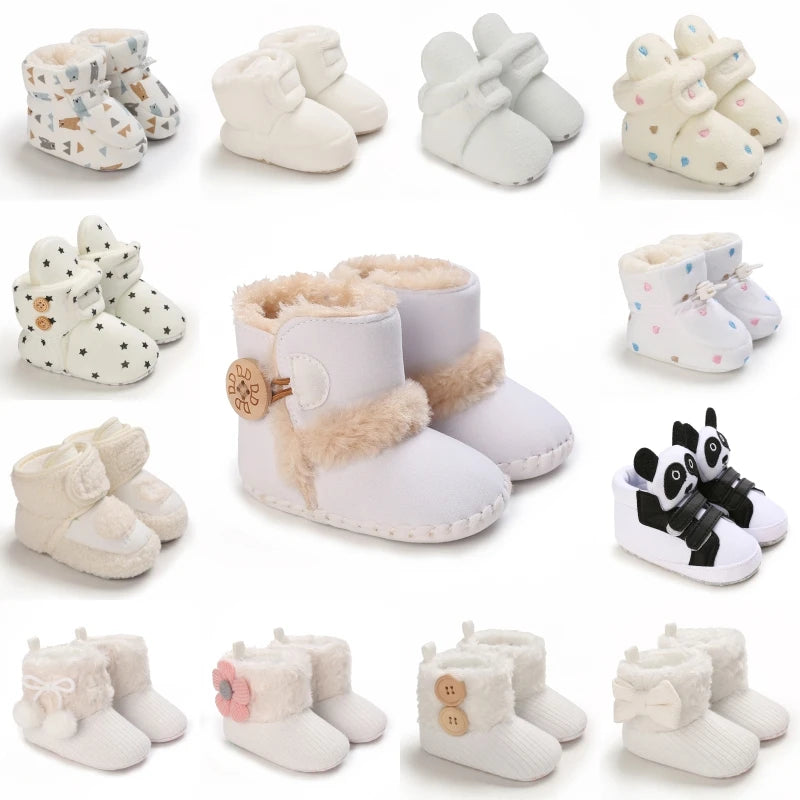 Cozy Fleece-Lined Baby Booties with Sweet Prints & Soft Cuffs
