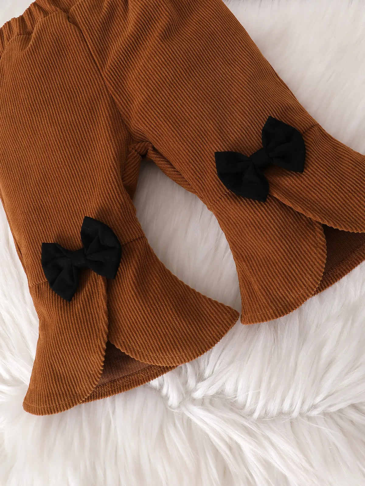 Chestnut Corduroy Bow-Flare Jacket & Pants Set for Baby Girls