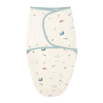 Cartoon Print Cotton Baby Swaddle Wrap with Adjustable Velcro & Zipper