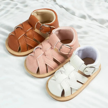 Woven Leather Fisherman Sandals with Buckle for Babies