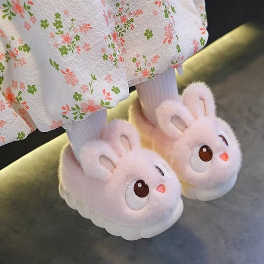 Cute Rabbit Plush Slippers for Kids (Autumn & Winter) – Soft, Warm, Non-Slip Indoor Shoes for Boys & Girls