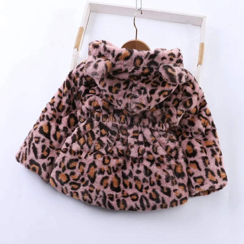Baby Girls Sherpa Hooded Winter Coat with Pockets – Soft Plush Zip-Up Jacket