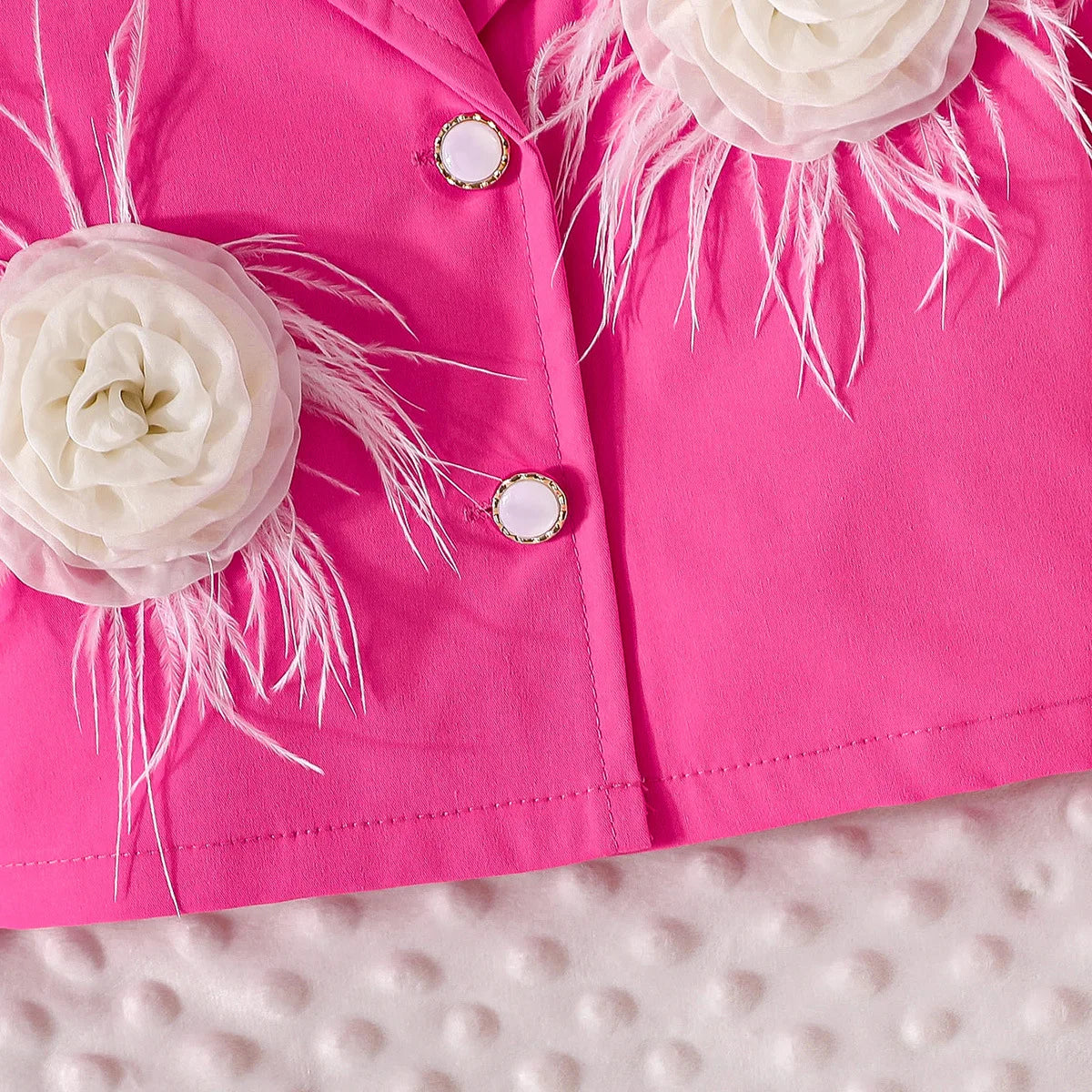 3D Rose Girls’ Blazer & Pleated Skirt Set