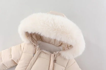 Plush-Lined Winter Baby Snowsuit with Hood & Mittens (0–18 Months)