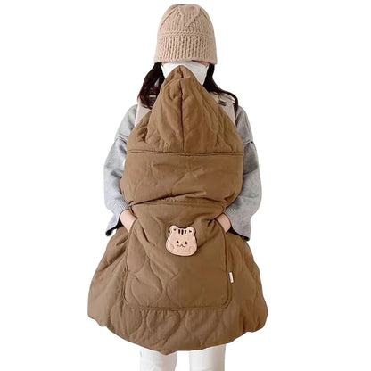 Cozy Hooded Baby Stroller Blanket & Carrier Cover – Quilted Swaddle Wrap for Newborns (Autumn–Winter)