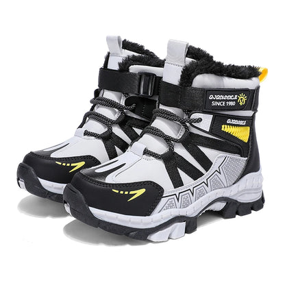 Sporty High-Top Plush-Lined Winter Boots for Boys