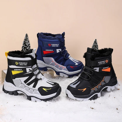 Sporty High-Top Plush-Lined Winter Boots for Boys
