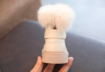 Girls' Faux Fur Trim Snow Boots – Warm Winter Ankle Boots for Toddlers & Little Girls