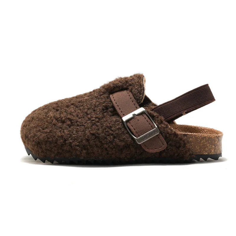 Teddy Fleece Buckle Clog Slippers for Kids