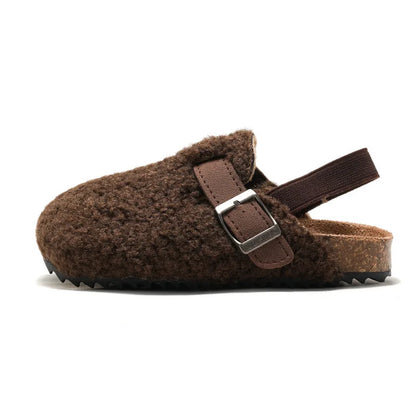 Teddy Fleece Buckle Clog Slippers for Kids