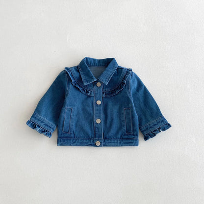 Baby Girls Ruffle Denim Jacket – Sweet Princess Style (1–6 Years)