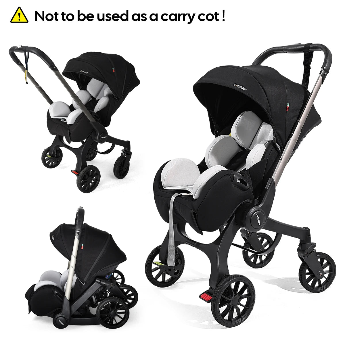 Reversible High-View Stroller with Car Seat Attachment – Adjustable Backrest, One-Click Fold Pushchair