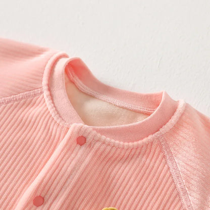 Animal Appliqué Ribbed Cotton Romper for Babies