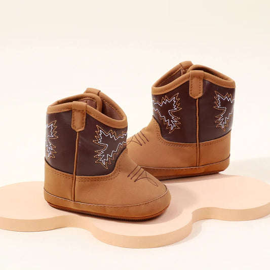 Western Embroidered Baby Cowboy Boots with Side Zipper