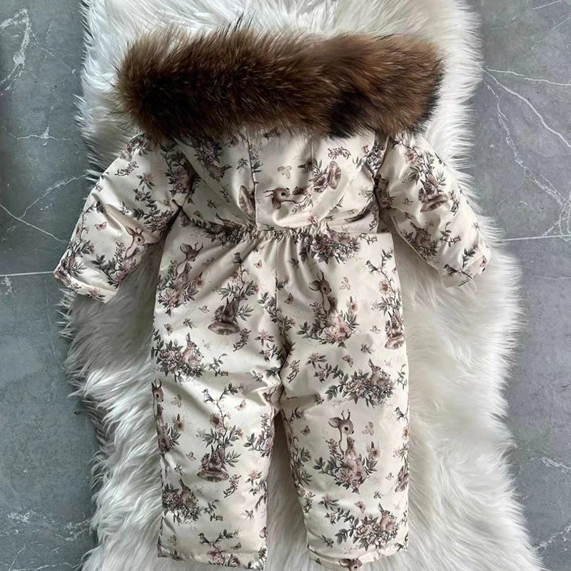 Floral Woodland Hooded Winter Snowsuit for Baby Girls