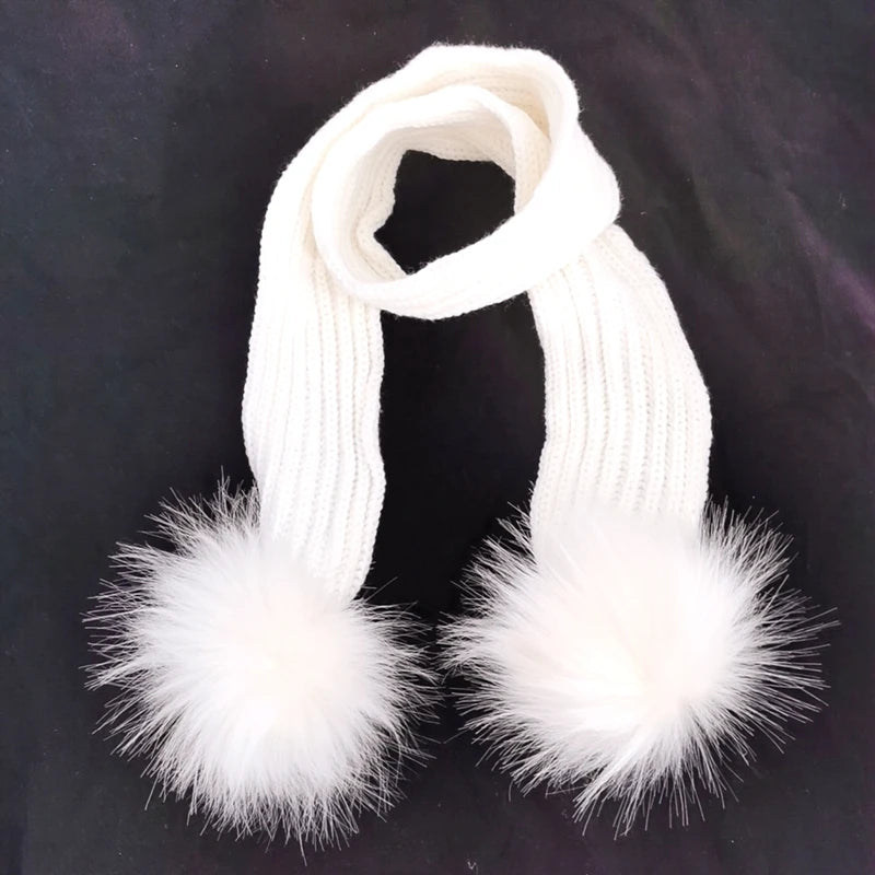 Double Pom Knit Beanie & Scarf Set with Bow