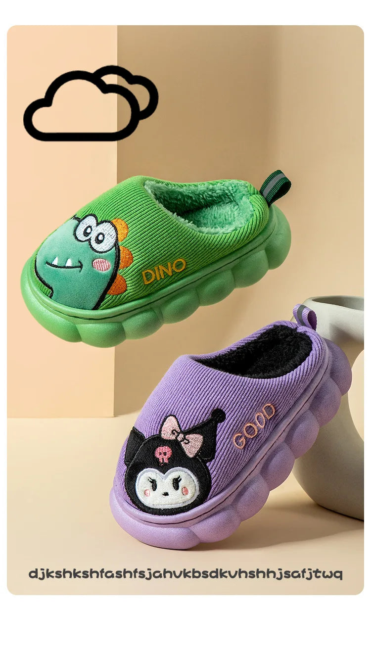 Plush Cartoon Indoor Slippers for Kids – Warm, Non-Slip House Shoes for Toddlers & Little Kids