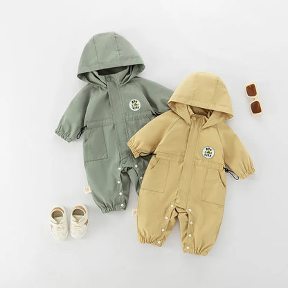 Lightweight Hooded Utility Romper for Babies
