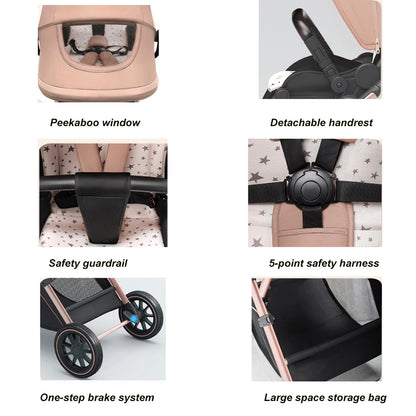 High Landscape Convertible Stroller with Reversible Seat – All-Terrain Wheels & 3-Position Recline