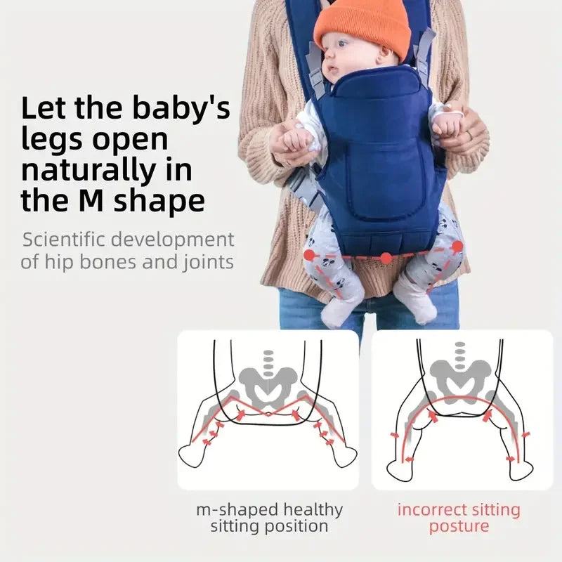 Multi-Position Baby Carrier with Padded Shoulder Straps & Adjustable Buckles