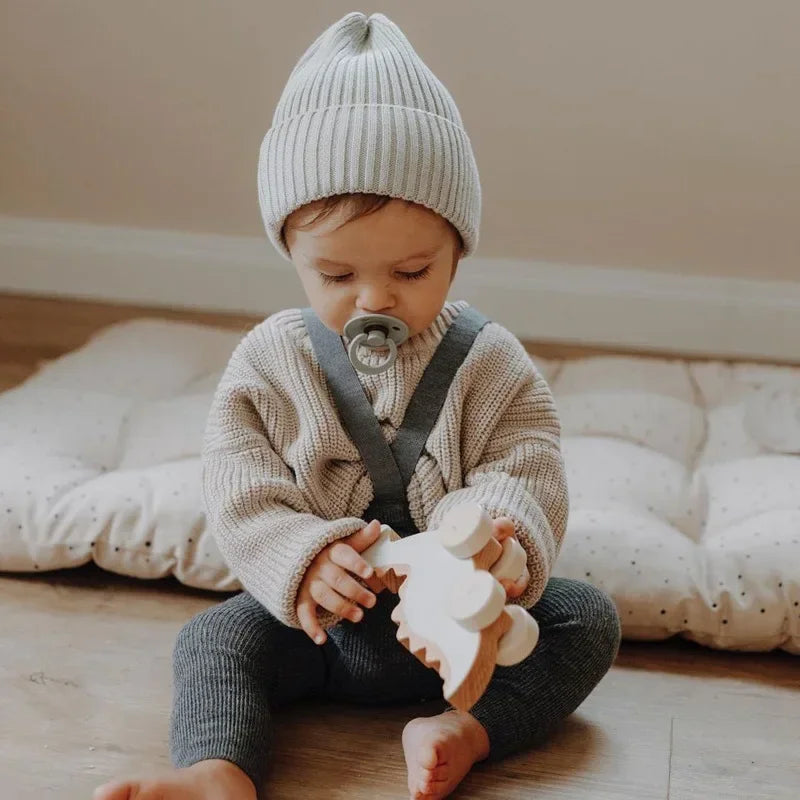 Chunky Ribbed Crewneck Cotton Sweater for Babies & Kids