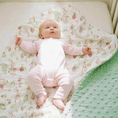 Floral Rainbow & Woodland Print Reversible Minky Baby Blanket