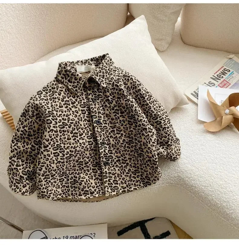 Leopard Print Button-Front Shirt for Boys