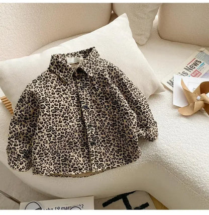 Leopard Print Button-Front Shirt for Boys