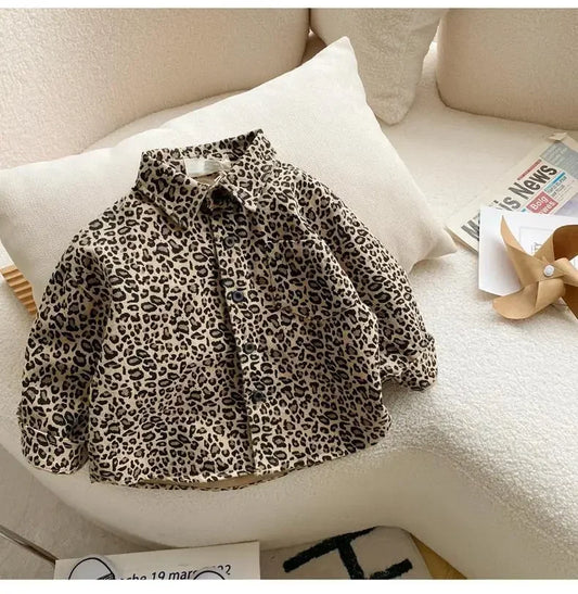 Leopard Print Button-Front Shirt for Boys