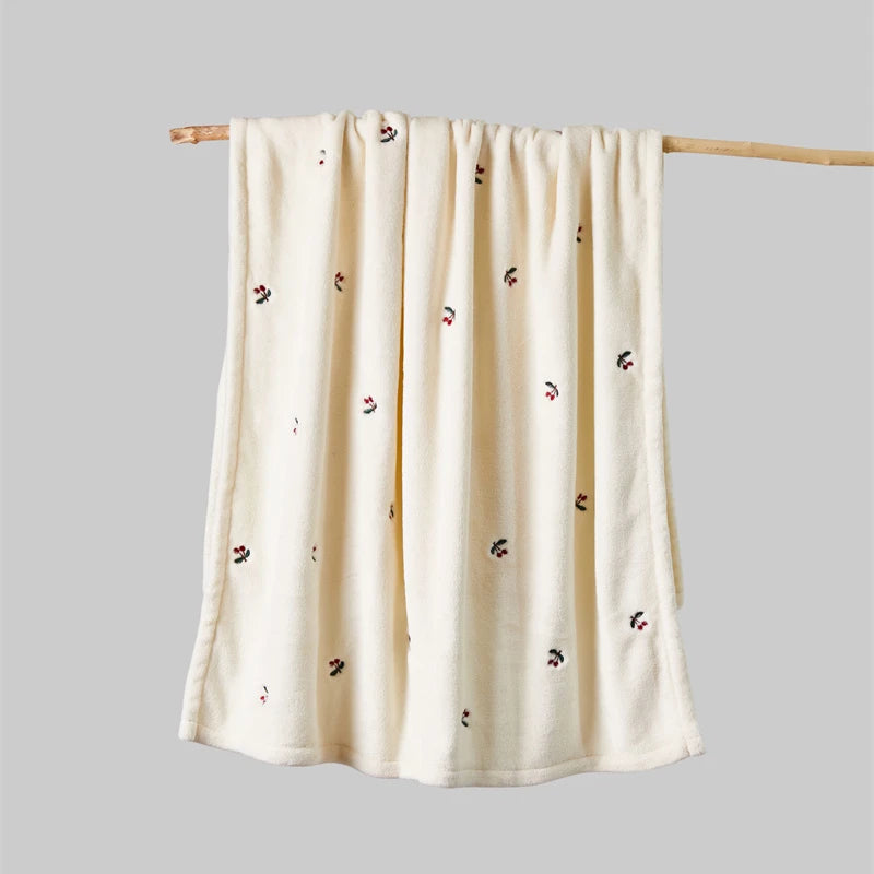 Embroidered Polar Fleece Baby Blanket with Tiny Motifs