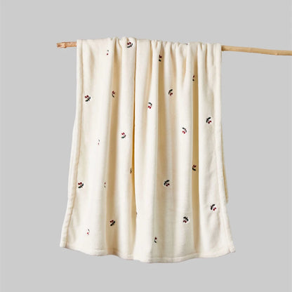 Embroidered Polar Fleece Baby Blanket with Tiny Motifs