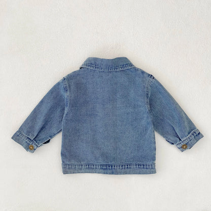 Baby Denim Jacket with Double Pockets – Soft Cotton Button Jacket (Ages 6–24 Months)