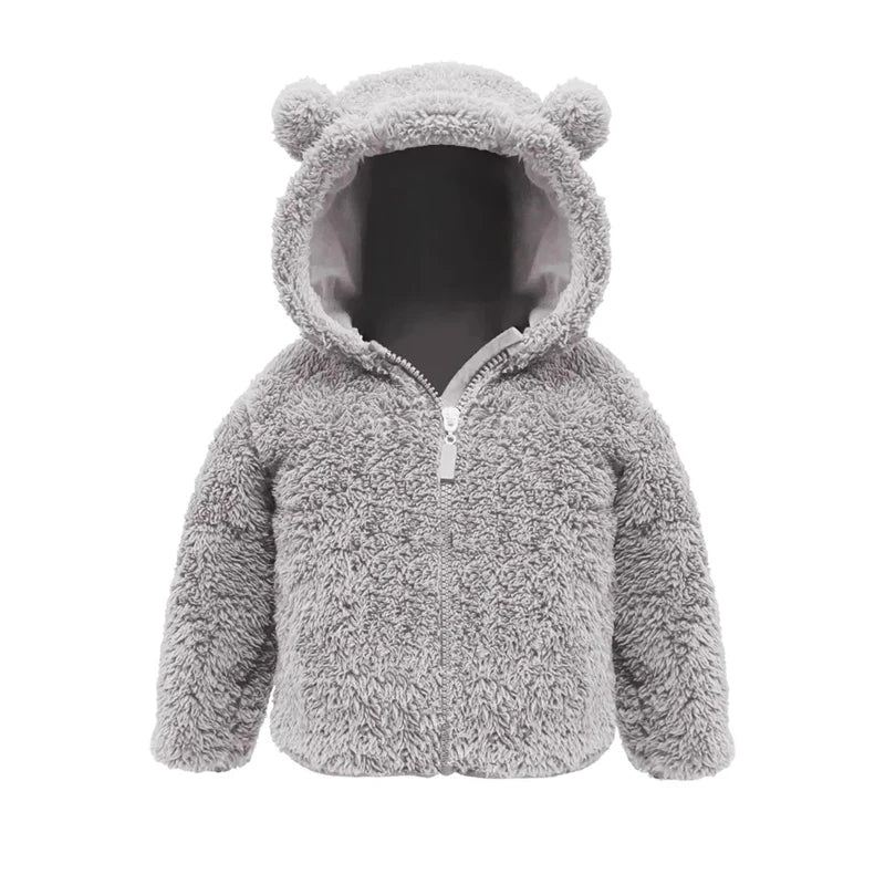 Bear-Ear Zip Teddy Fleece Hooded Jacket for Boys