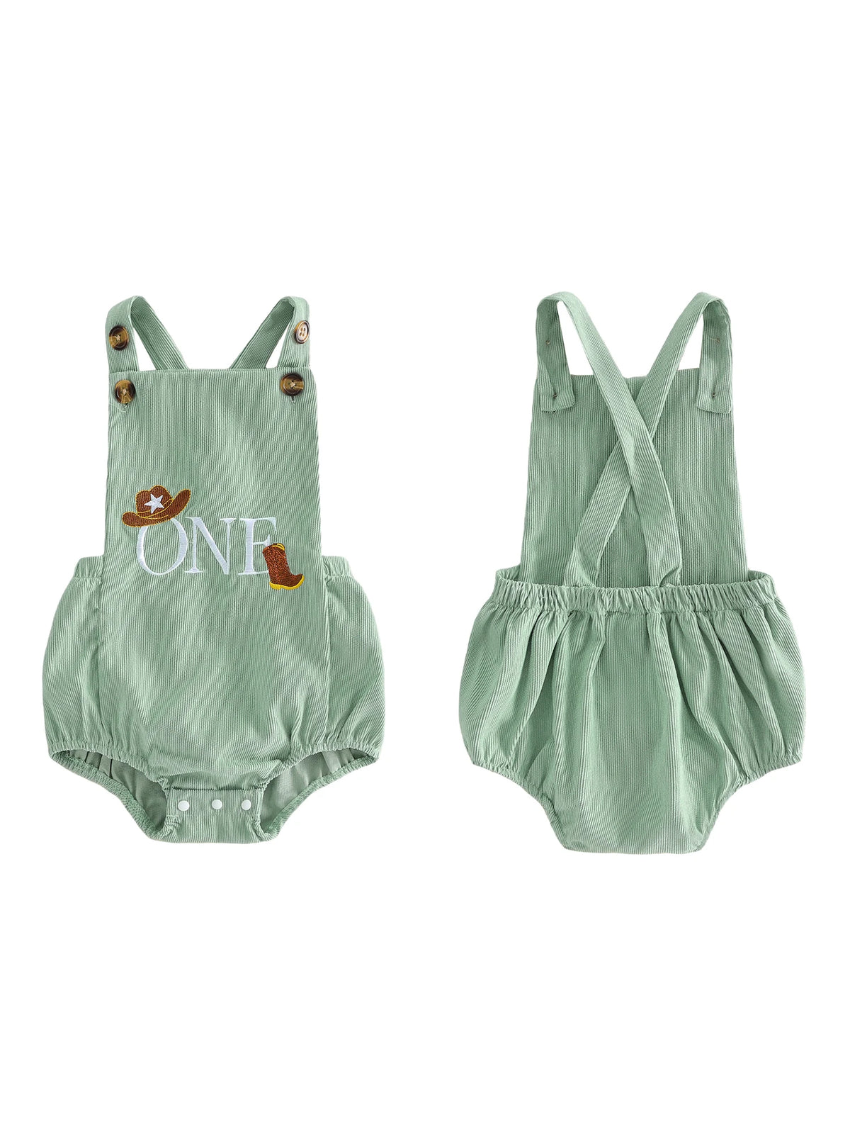 Wild One First Birthday Corduroy Overall Romper