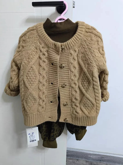 Classic Cable-Knit Cardigan – Cozy Button-Front Sweater for Kids