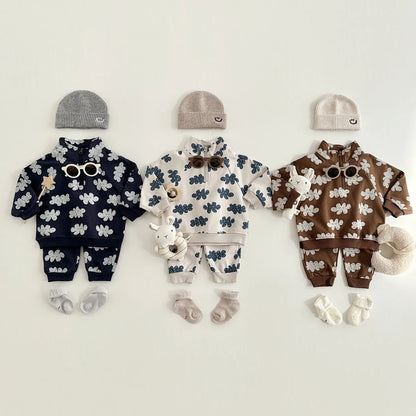 Doodle Leaf Half-Zip Sweatshirt & Jogger Set