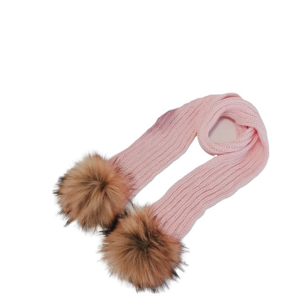 Double Pom Knit Beanie & Scarf Set with Bow