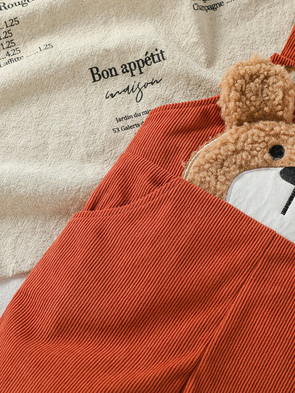 Textured Teddy Bear Overall Romper for Babies & Toddlers