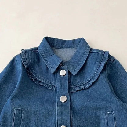 Baby Girls Ruffle Denim Jacket – Sweet Princess Style (1–6 Years)