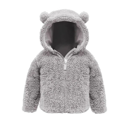 Bear-Ear Zip Teddy Fleece Hooded Jacket for Boys