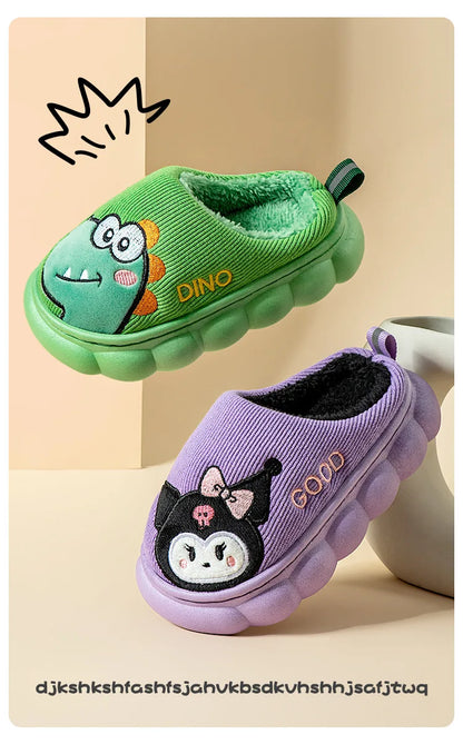Plush Cartoon Indoor Slippers for Kids – Warm, Non-Slip House Shoes for Toddlers & Little Kids