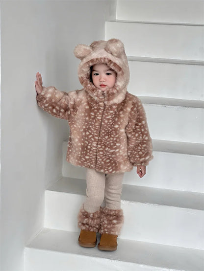 Bear Ear Hooded Plush Jacket & Cozy Winter Separates for Kids