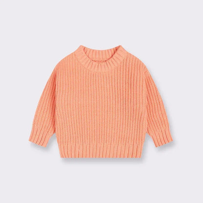 Chunky Ribbed Crewneck Cotton Sweater for Babies & Kids