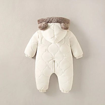 Bear-Ear Quilted Hooded Snowsuit for Babies