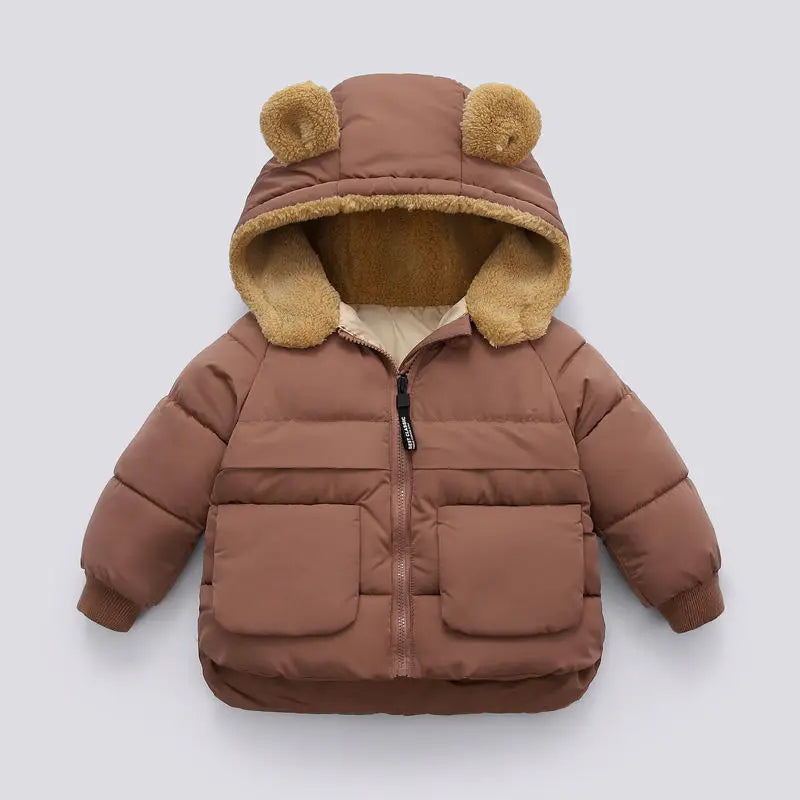 Faux-Fur Bear Hood Puffer Jacket for Kids