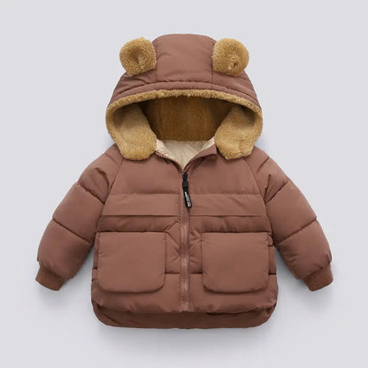 Faux-Fur Bear Hood Puffer Jacket for Kids