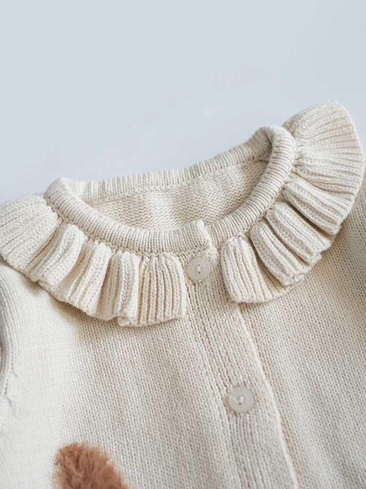 Baby & Toddler Girls Cotton Knit Cardigan (2–6 Years) – Button-Front Sweater with Duck Embroidery