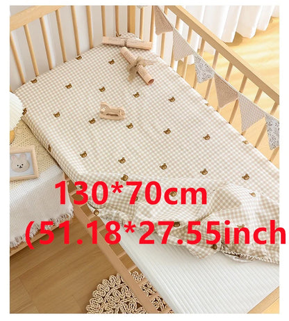 Playful Teddy Bear & Animal Print Cotton Crib Fitted Sheet