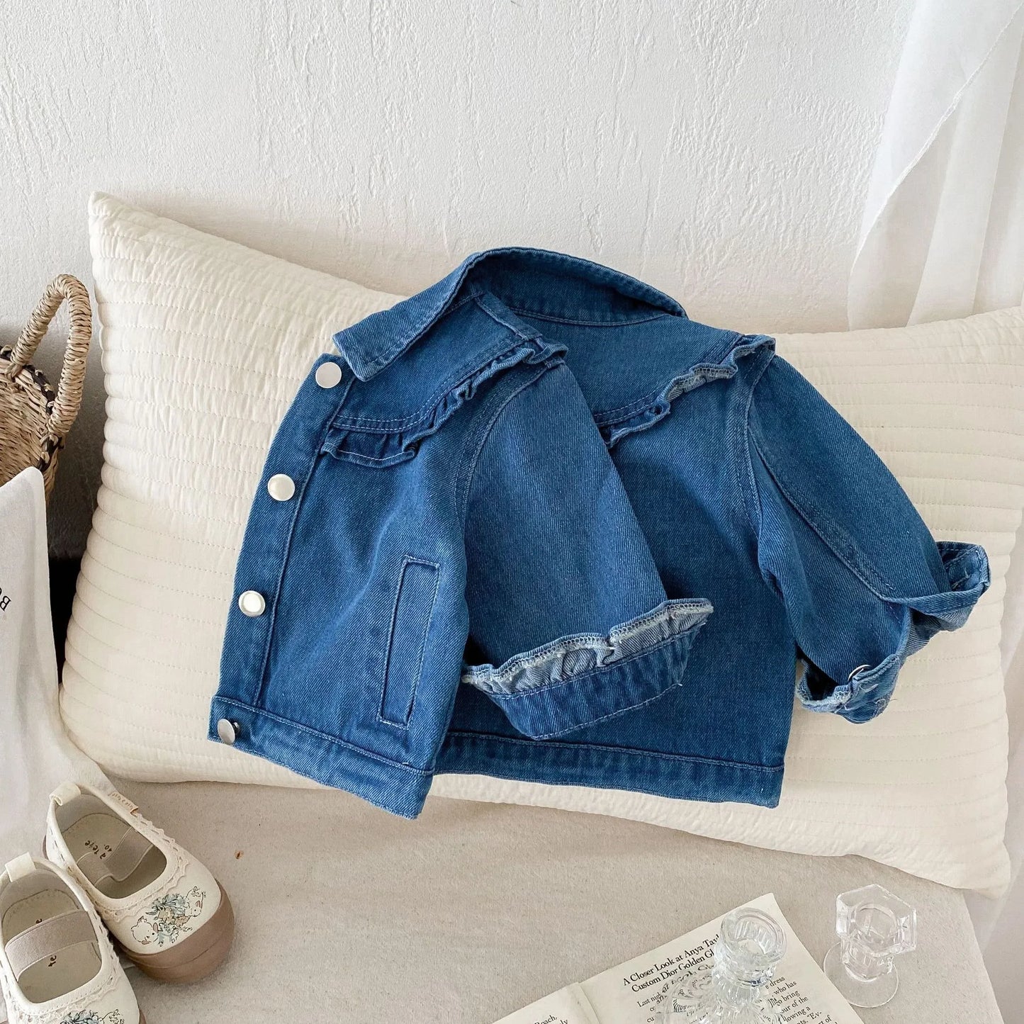 Baby Girls Ruffle Denim Jacket – Sweet Princess Style (1–6 Years)