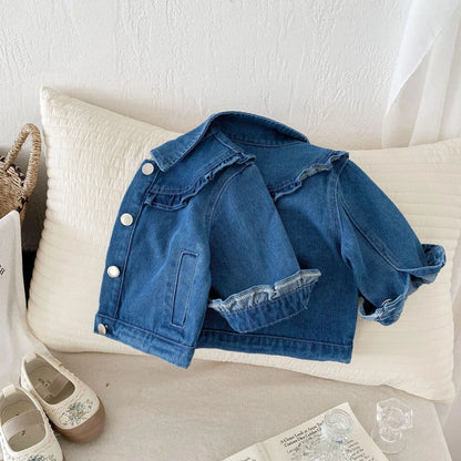 Baby Girls Ruffle Denim Jacket – Sweet Princess Style (1–6 Years)